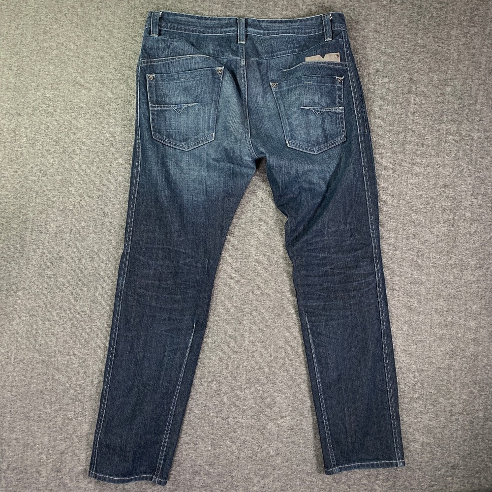 Diesel Darron Jeans Men 34x31 Regular Slim Tapered Blue Button Fly Pants Italy - Picture 10 of 11